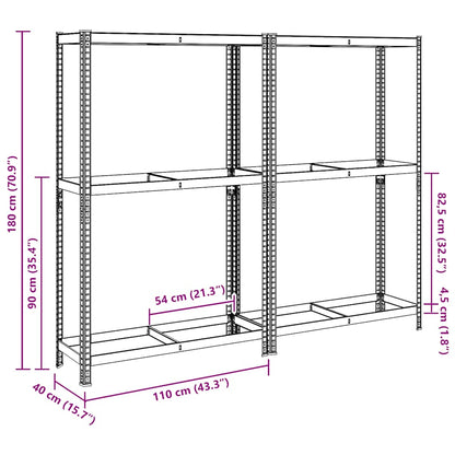 2-laags bandenrekken 2st 110x40x180cm staal&bewerkt hout zilver