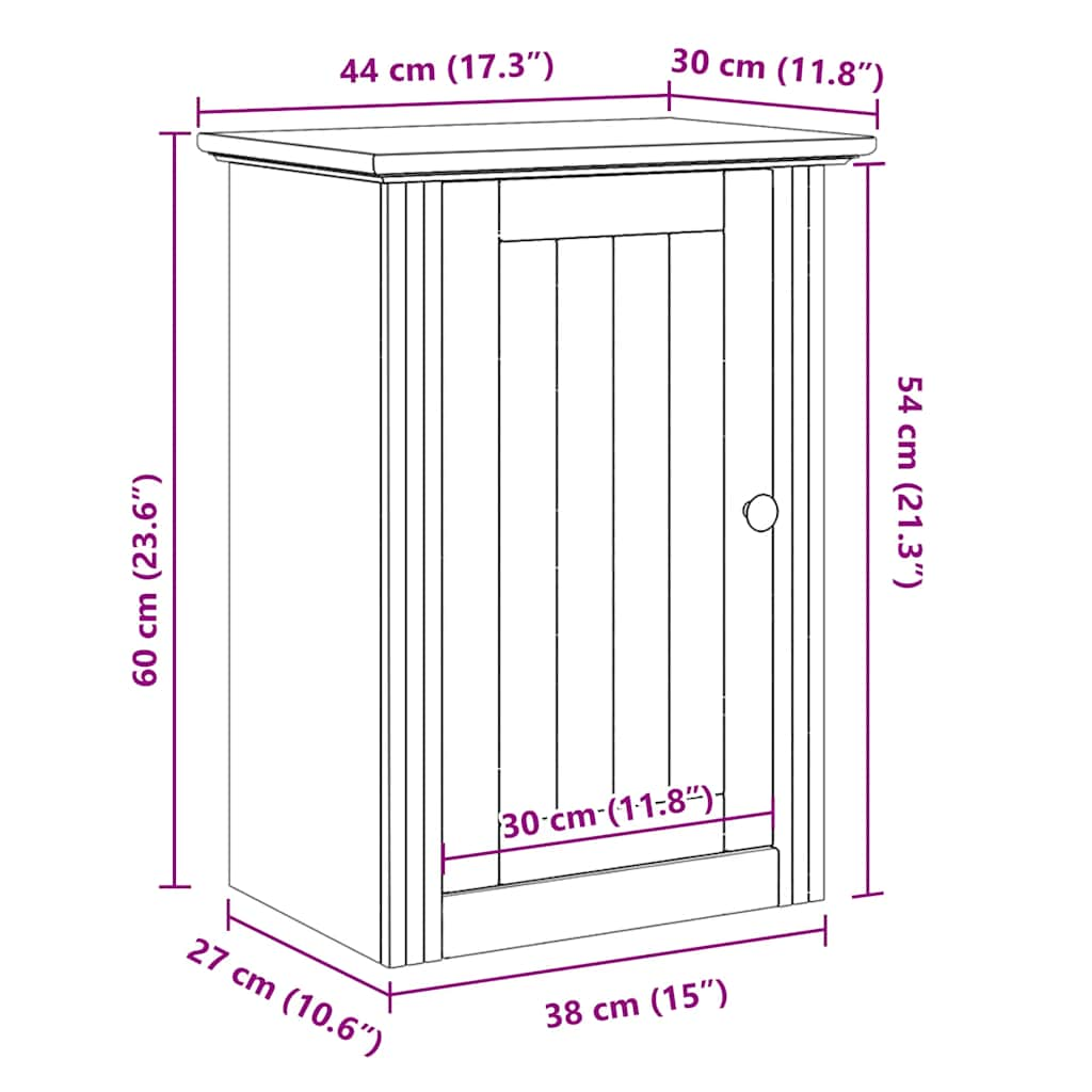 Badkamerwandkast BODO 44x30x60 cm wit en bruin