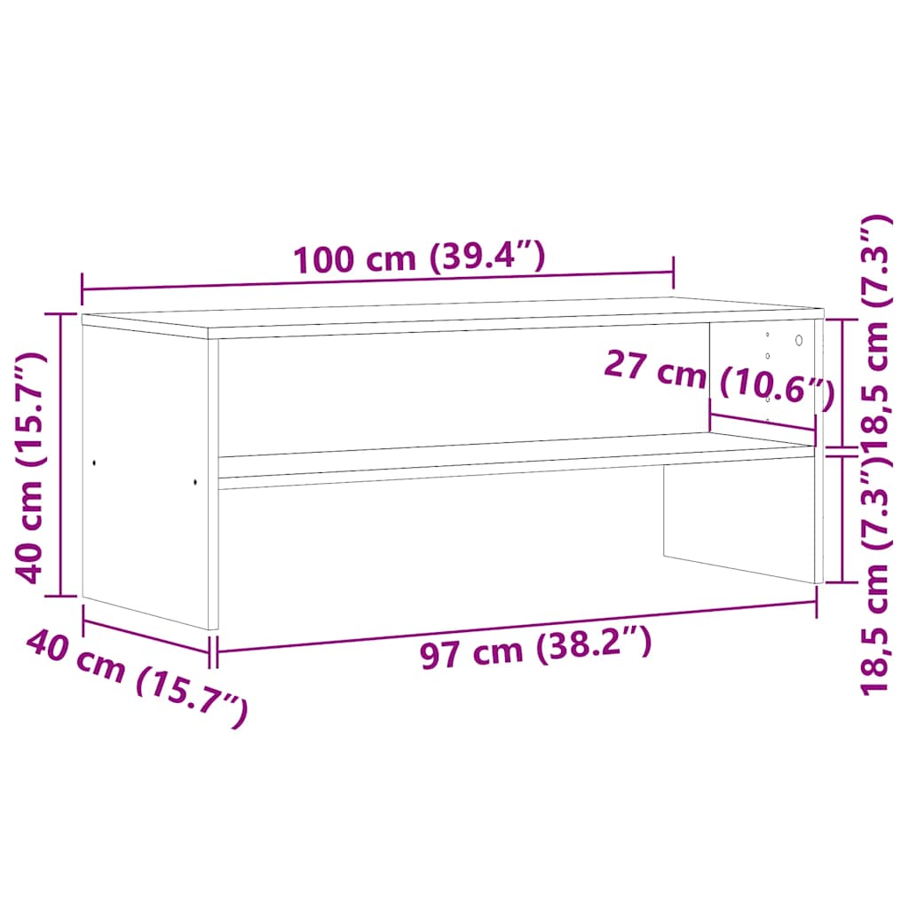 Tv-meubel 100x40x40 cm bewerkt hout oud houtkleurig