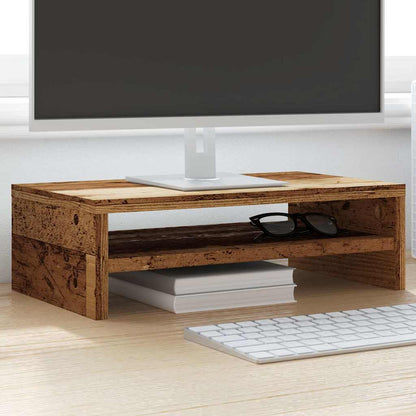 Monitorstandaard 42x24x13 cm bewerkt hout oud houtkleurig