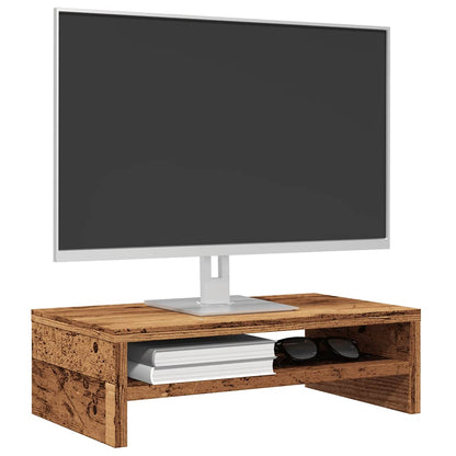 Monitorstandaard 42x24x13 cm bewerkt hout oud houtkleurig