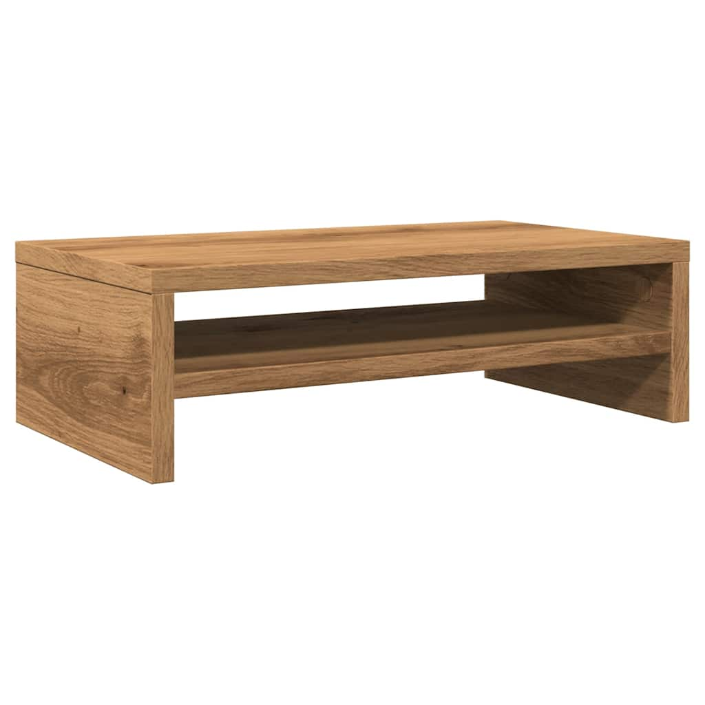 Monitorstandaard 42x24x13 cm bewerkt hout artisanaal eikenkleur