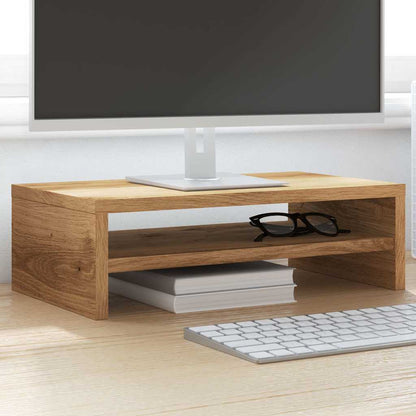 Monitorstandaard 42x24x13 cm bewerkt hout artisanaal eikenkleur