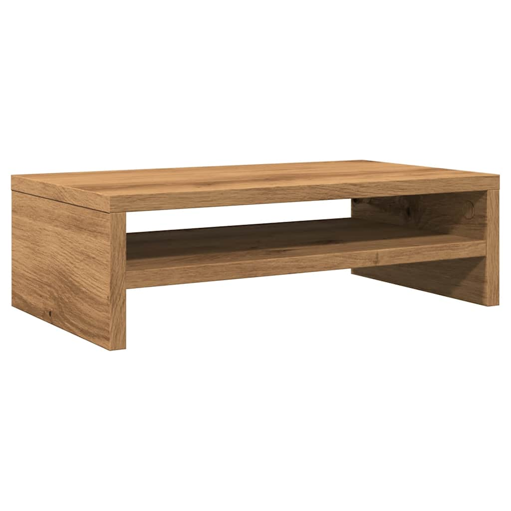 Monitorstandaard 42x24x13 cm bewerkt hout artisanaal eikenkleur