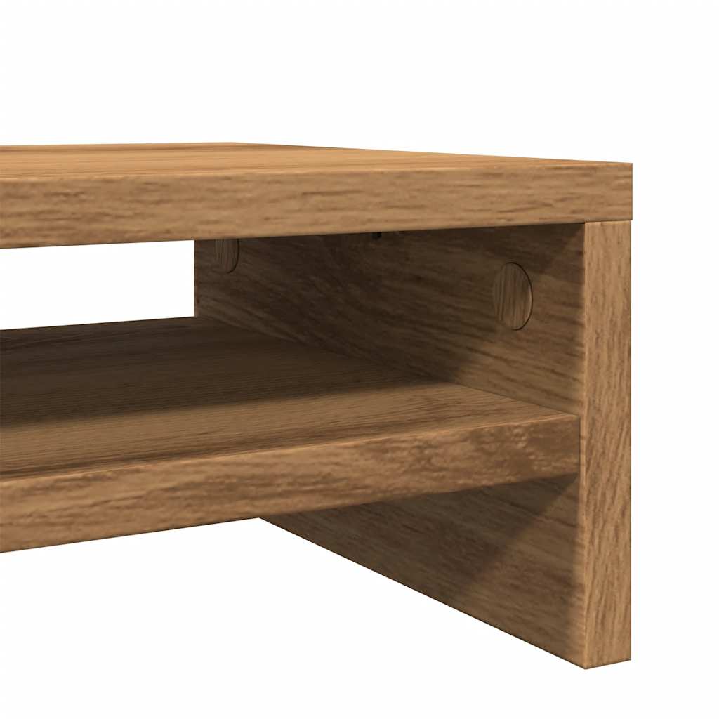 Monitorstandaard 42x24x13 cm bewerkt hout artisanaal eikenkleur