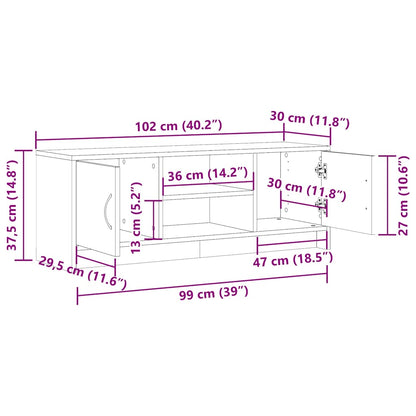 Tv-meubel 102x30x37,5 cm bewerkt hout oud houtkleurig