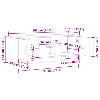 Tv-meubel 102x30x37,5 cm bewerkt hout artisanaal eikenkleur