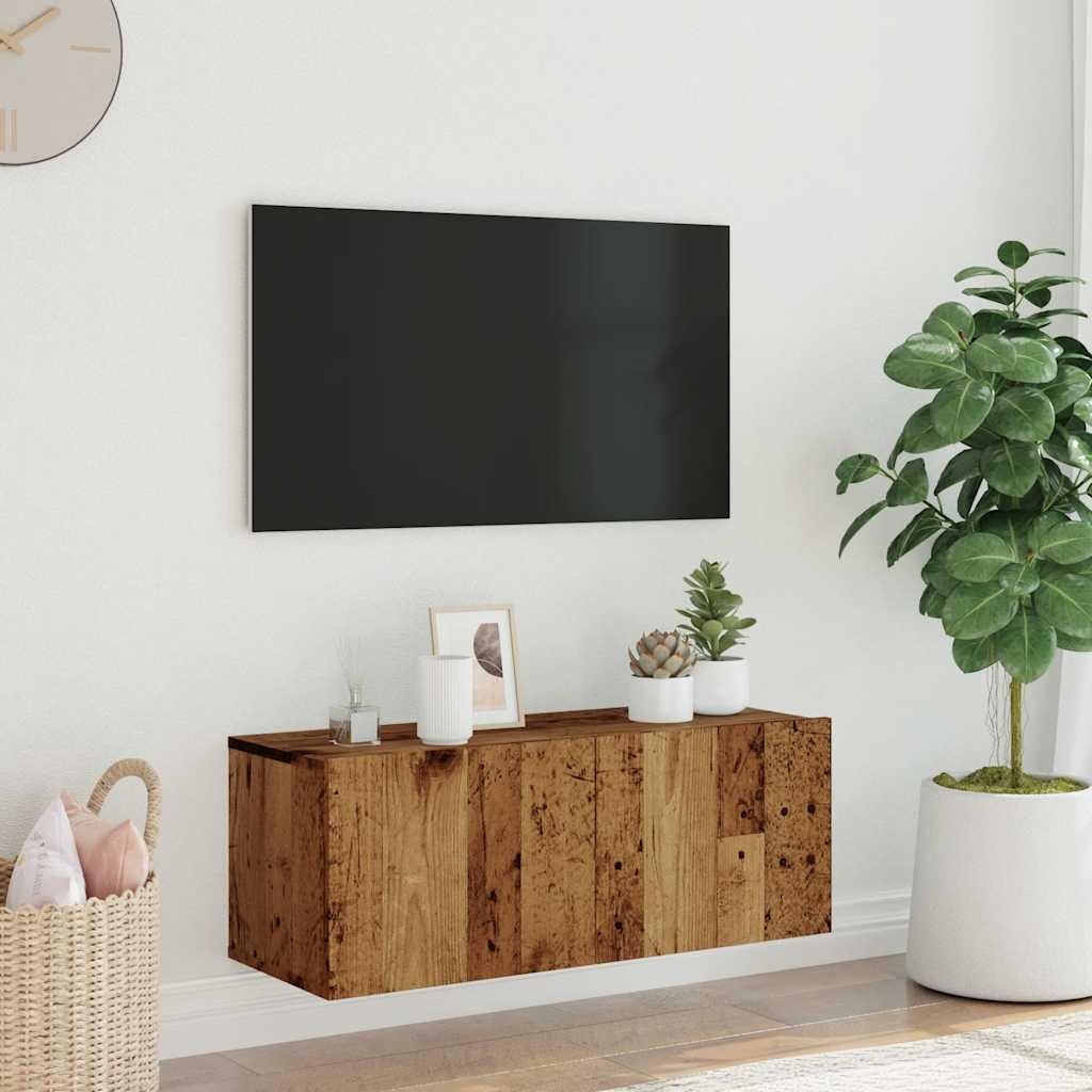 Tv-wandmeubel 80x30x30 cm bewerkt hout oud houtkleurig