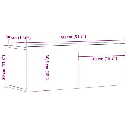 Tv-wandmeubel 80x30x30 cm bewerkt hout oud houtkleurig