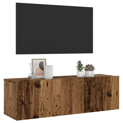 Tv-wandmeubel 100x30x30 cm bewerkt hout oud houtkleurig