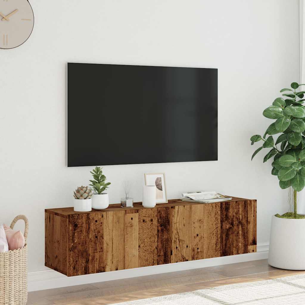 Tv-wandmeubel 120x30x30 cm bewerkt hout oud houtkleurig