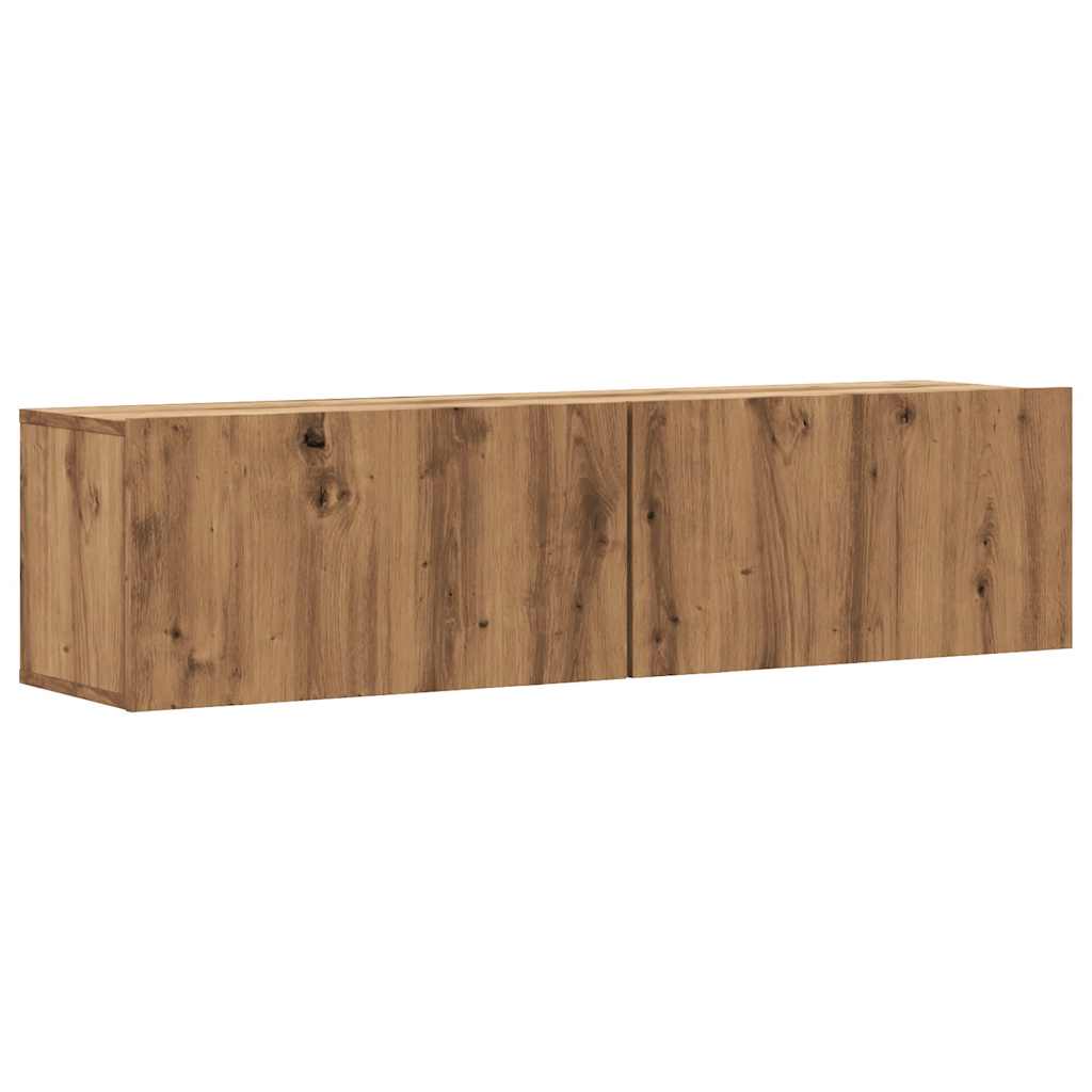 Tv-wandmeubel 120x30x30 cm bewerkt hout artisanaal eikenkleurig