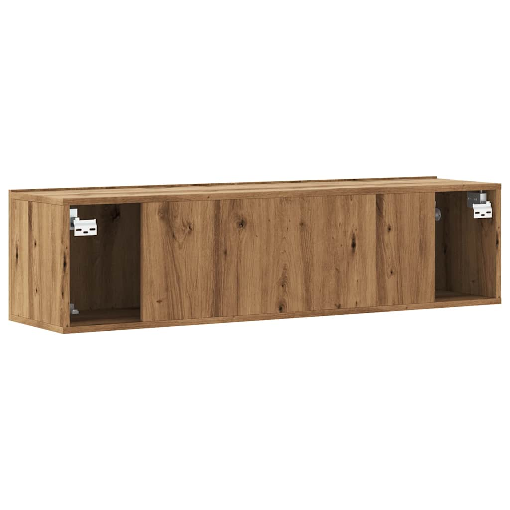 Tv-wandmeubel 120x30x30 cm bewerkt hout artisanaal eikenkleurig