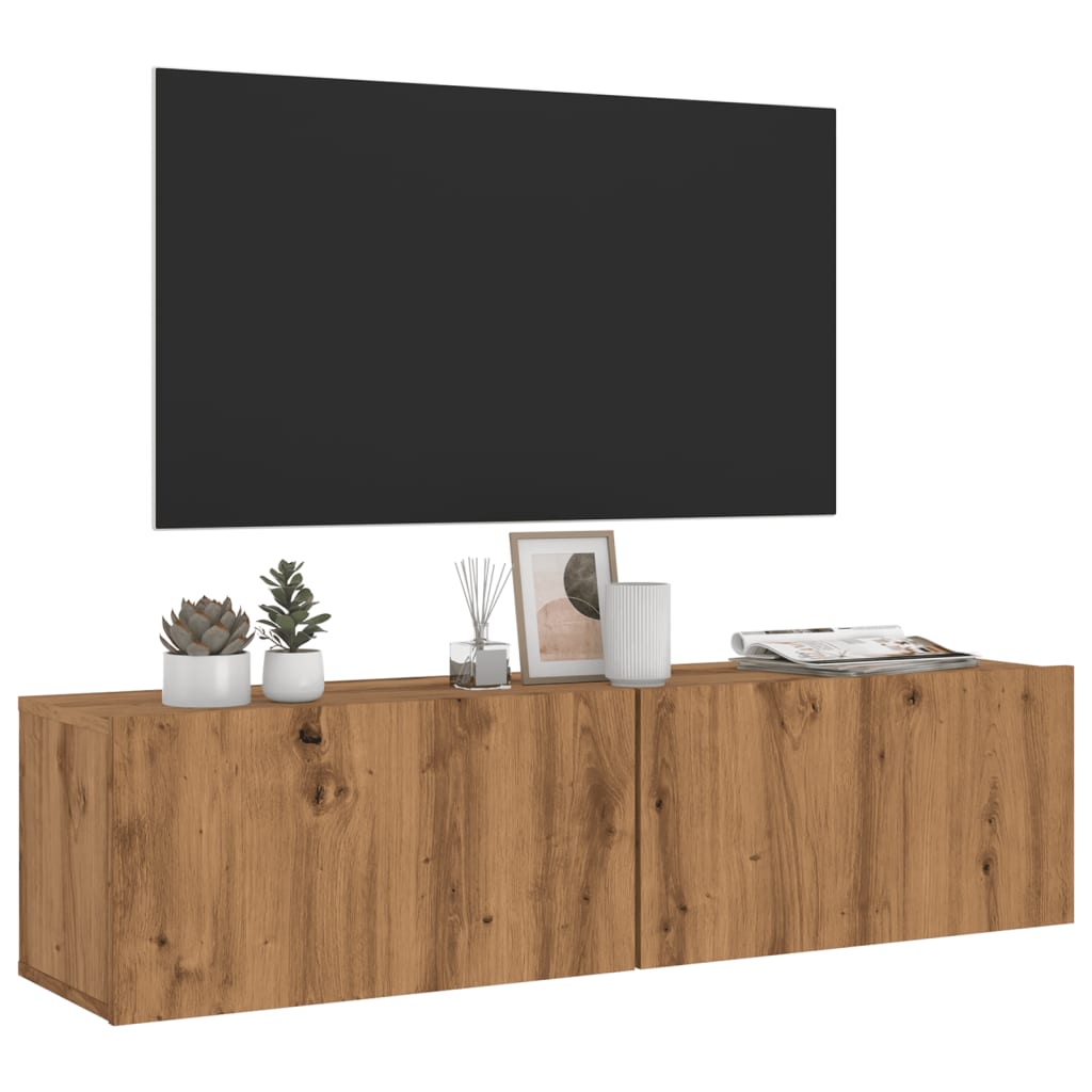 Tv-wandmeubel 120x30x30 cm bewerkt hout artisanaal eikenkleurig