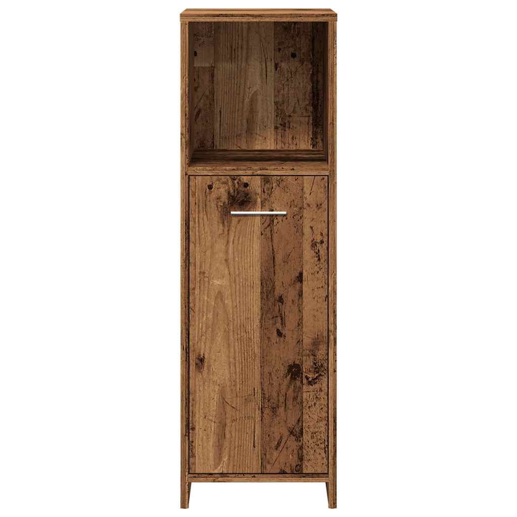 Badkamerkast 30x30x95 cm bewerkt hout oud houtkleurig