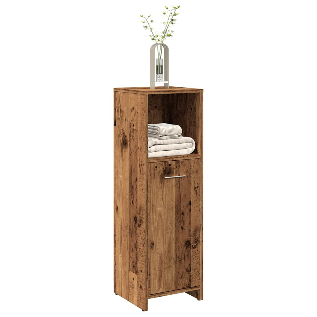 Badkamerkast 30x30x95 cm bewerkt hout oud houtkleurig