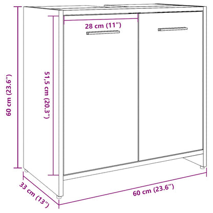 Wastafelkast 60x33x60 cm bewerkt hout betongrijs