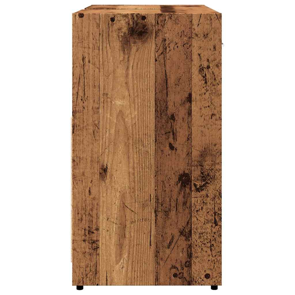 Wastafelkast 60x33x60 cm bewerkt hout oud houtkleurig