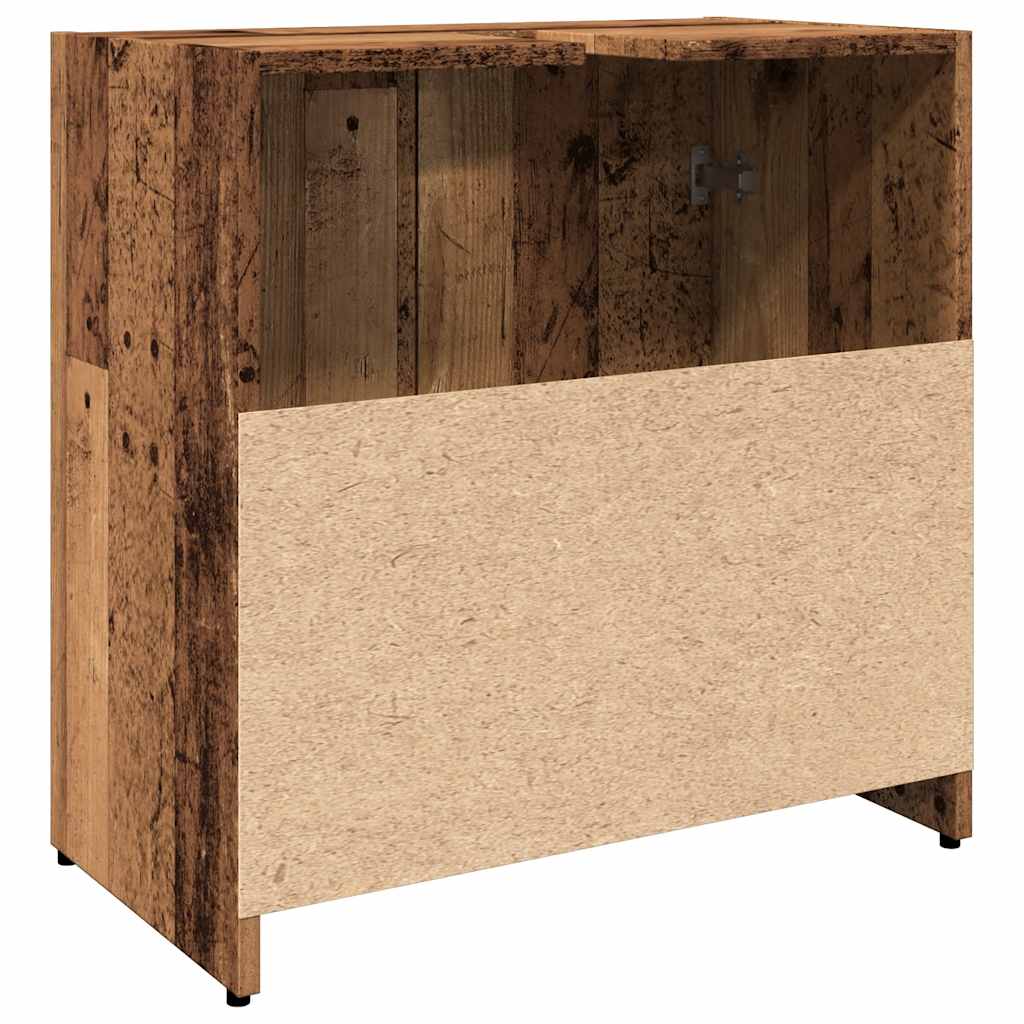 Wastafelkast 60x33x60 cm bewerkt hout oud houtkleurig