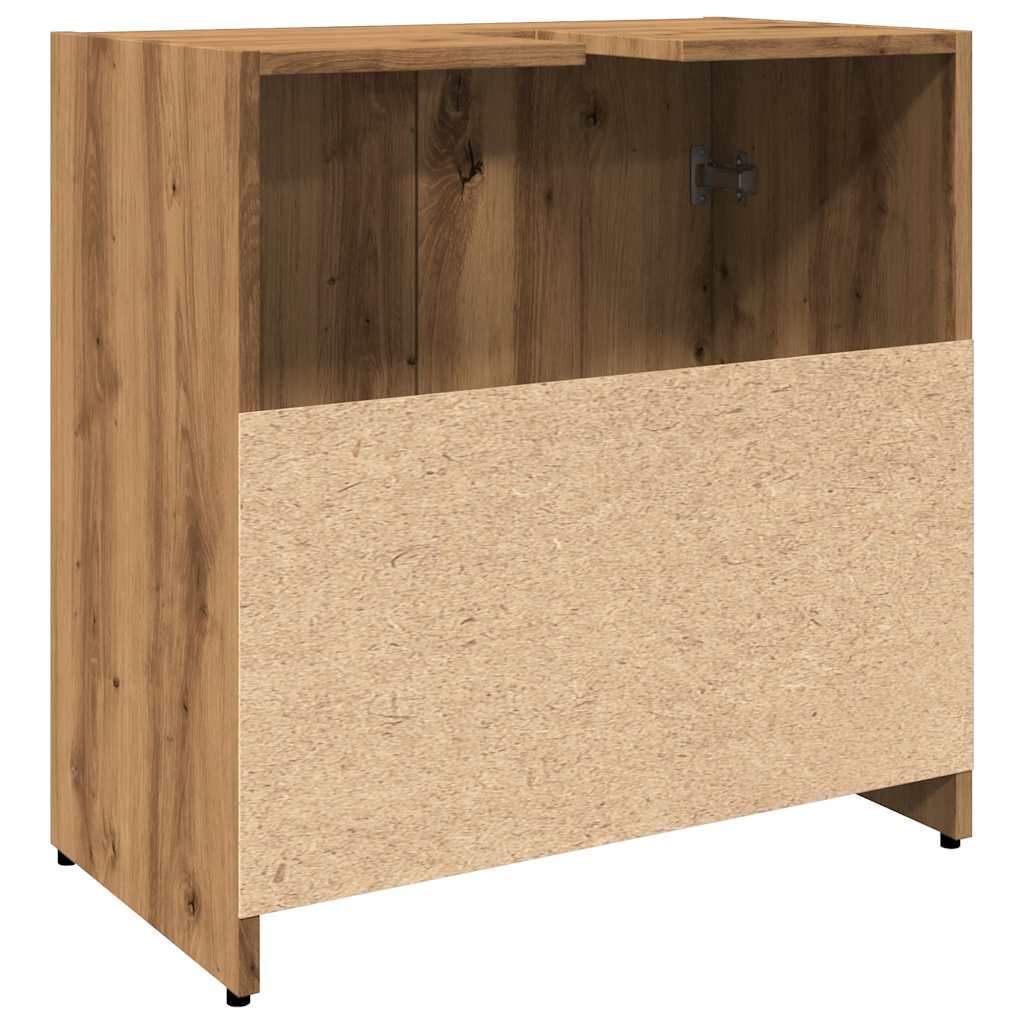 Wastafelkast 60x33x60 cm bewerkt hout artisanaal eikenkleurig