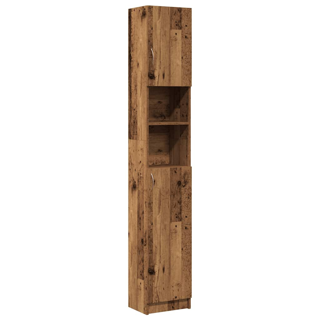 Badkamerkast 32x25,5x190 cm bewerkt hout oud houtkleurig