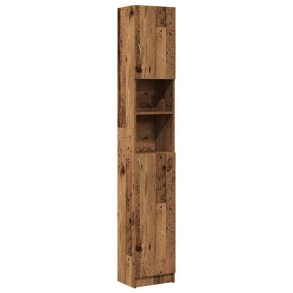 Badkamerkast 32x25,5x190 cm bewerkt hout oud houtkleurig