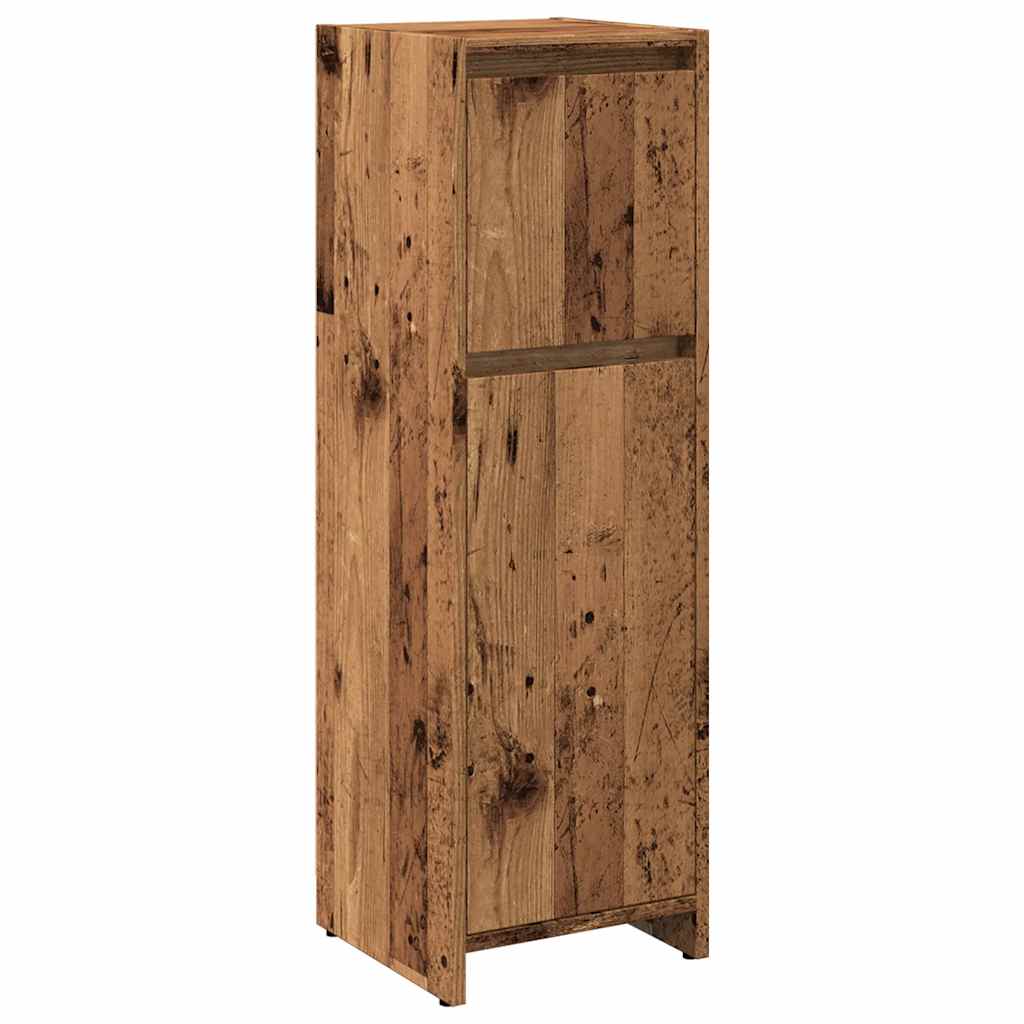 Badkamerkast 30x30x95 cm bewerkt hout oud houtkleurig