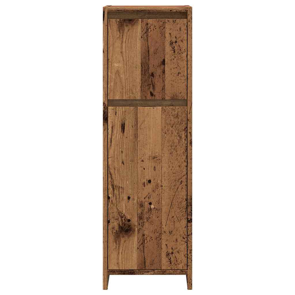 Badkamerkast 30x30x95 cm bewerkt hout oud houtkleurig