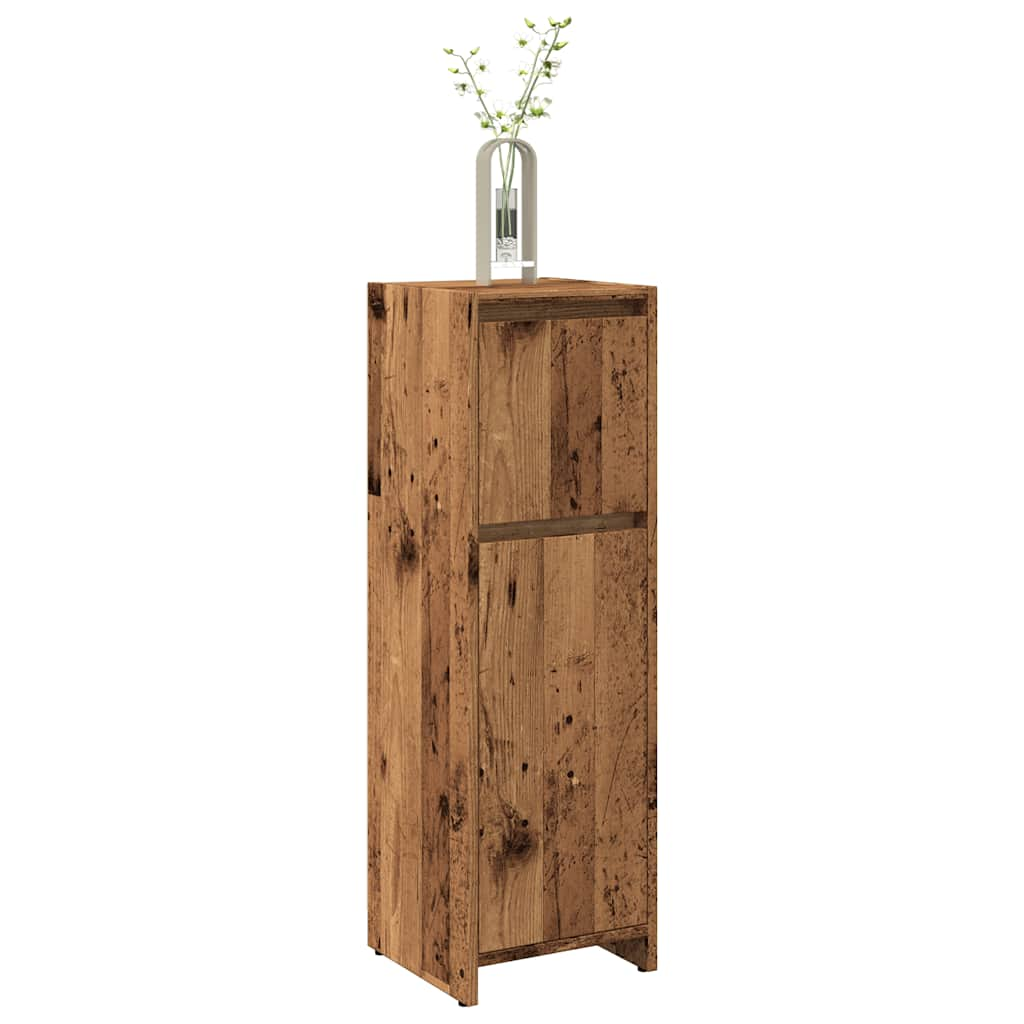 Badkamerkast 30x30x95 cm bewerkt hout oud houtkleurig