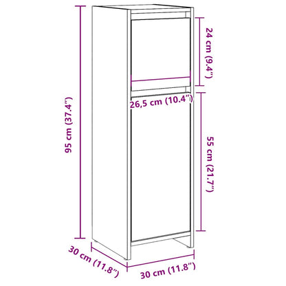 Badkamerkast 30x30x95 cm bewerkt hout artisanaal eikenkleur