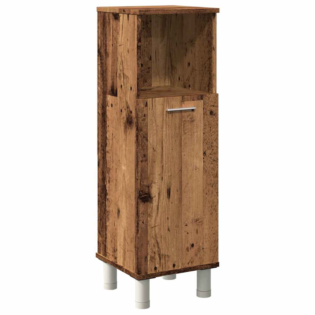 Badkamerkast 30x30x95 cm bewerkt hout oud houtkleurig