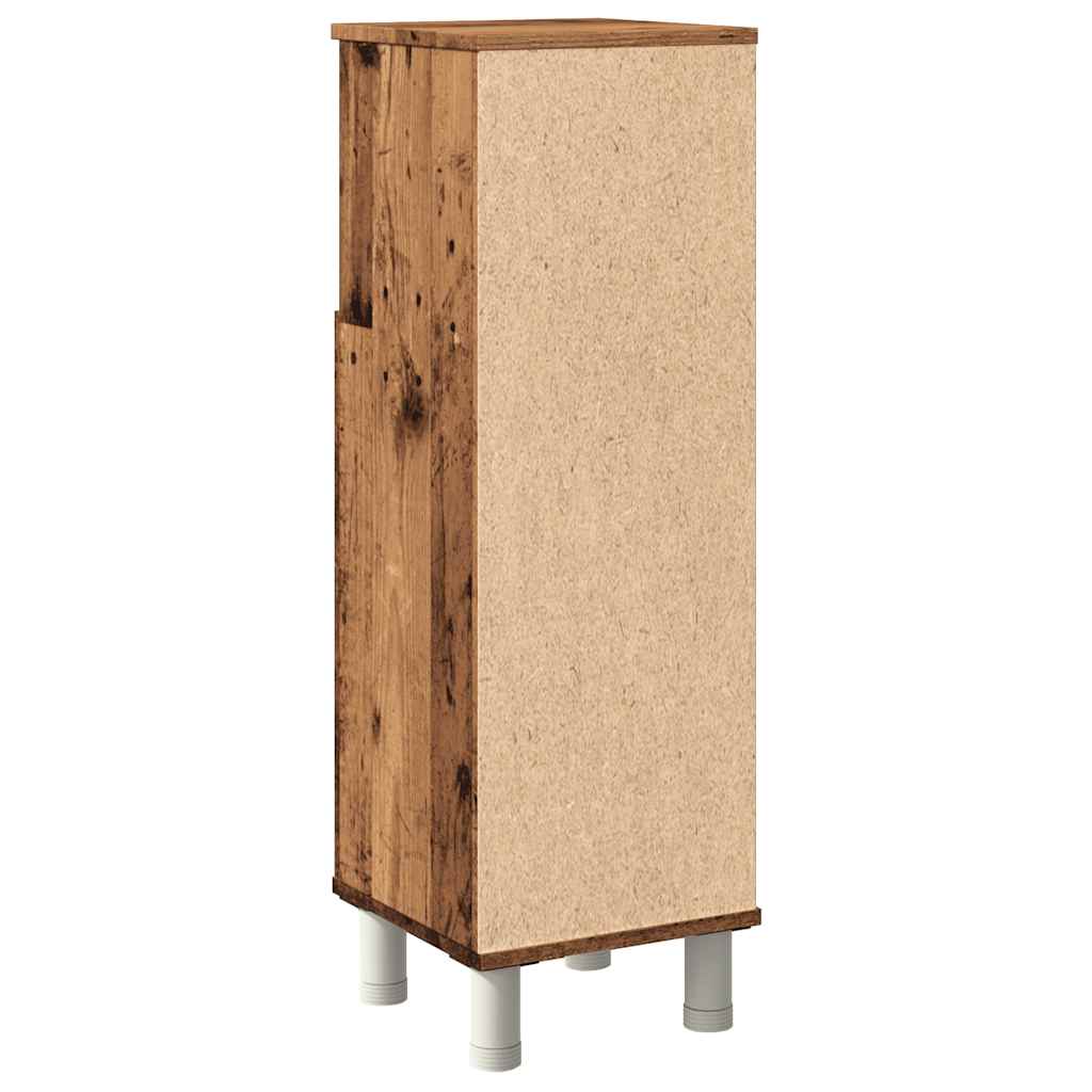 Badkamerkast 30x30x95 cm bewerkt hout oud houtkleurig