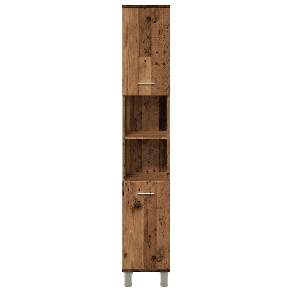 Badkamerkast 30x30x179 cm bewerkt hout oud houtkleurig