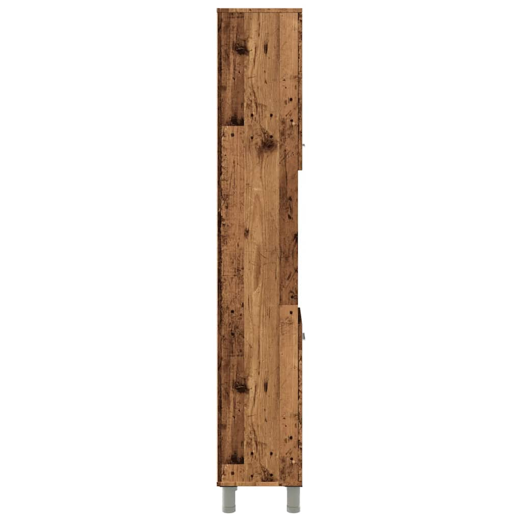 Badkamerkast 30x30x179 cm bewerkt hout oud houtkleurig