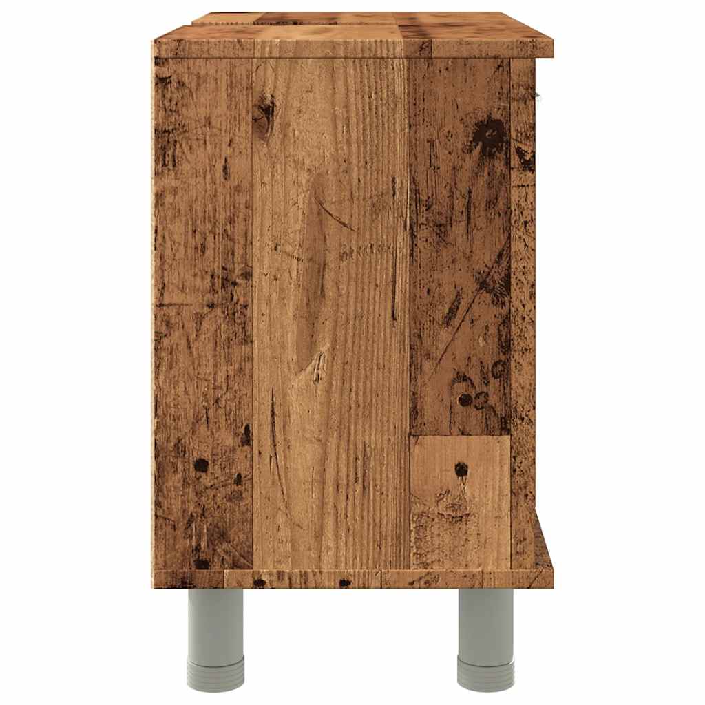 Badkamerkast 60x32x53,5 cm bewerkt hout oud houtkleurig