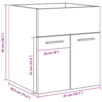 Wastafelkast 41x38,5x46 cm bewerkt hout sonoma eikenkleurig