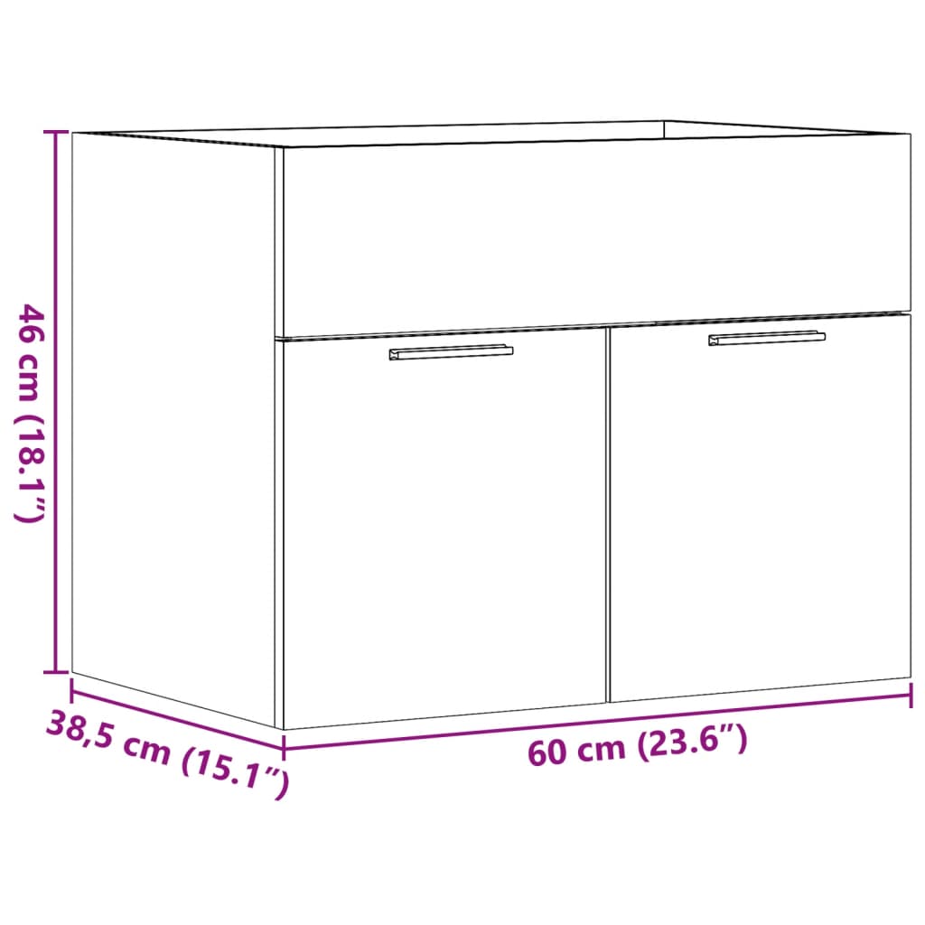 Wastafelkast 60x38,5x46 cm spaanplaat betongrijs