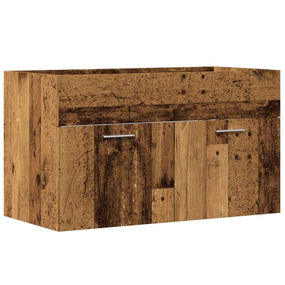 Wastafelkast 80x38,5x46 cm bewerkt hout oud houtkleurig