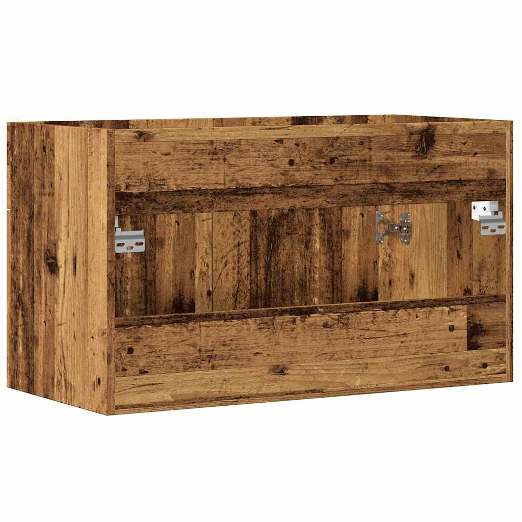 Wastafelkast 80x38,5x46 cm bewerkt hout oud houtkleurig