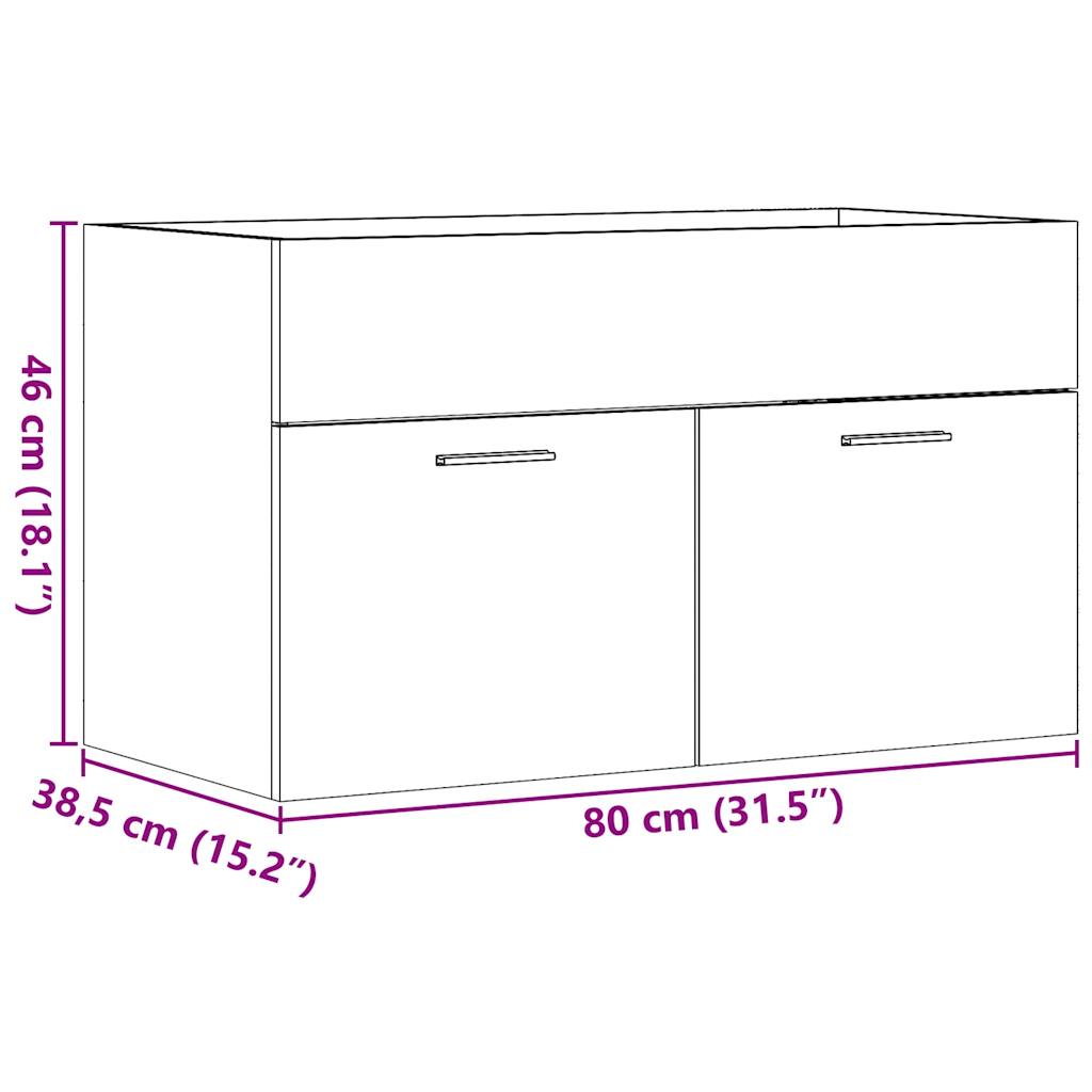 Wastafelkast 80x38,5x46 cm bewerkt hout oud houtkleurig