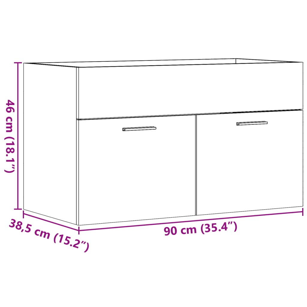 Wastafelkast 90x38,5x46 cm bewerkt hout sonoma eikenkleurig