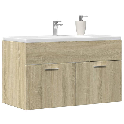 Wastafelkast 90x38,5x46 cm bewerkt hout sonoma eikenkleurig