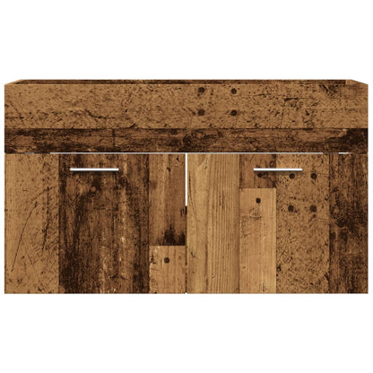 Wastafelkast 90x38,5x46 cm bewerkt hout oud houtkleurig