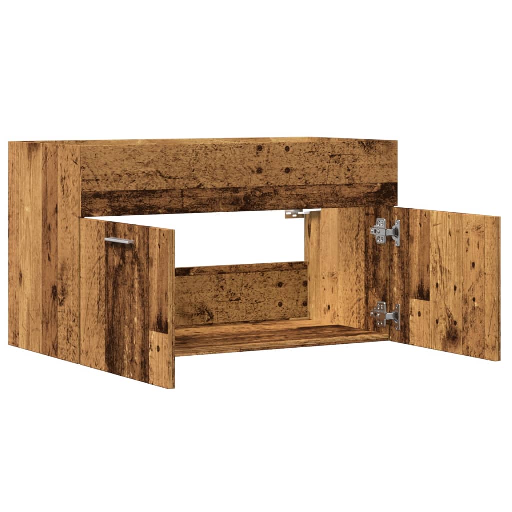 Wastafelkast 90x38,5x46 cm bewerkt hout oud houtkleurig