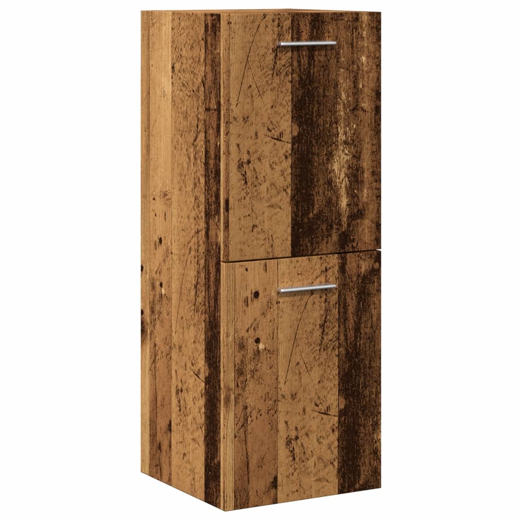 Badkamerwandkast 30x30x80 cm bewerkt hout oud houtkleurig