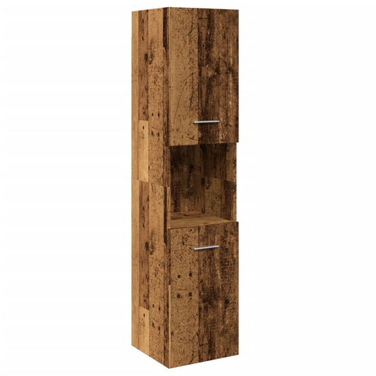 Badkamerwandkast 30x30x130 cm bewerkt hout oud houtkleurig