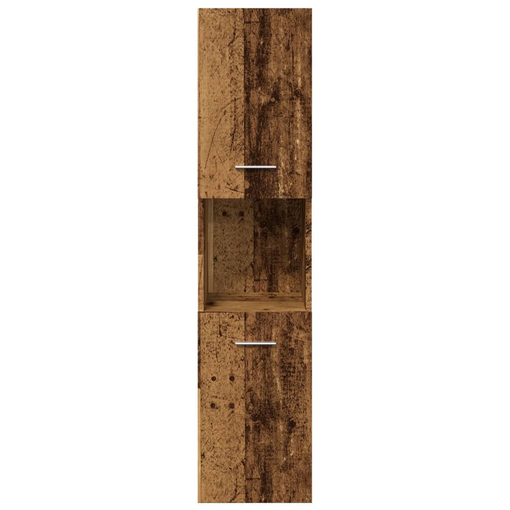 Badkamerwandkast 30x30x130 cm bewerkt hout oud houtkleurig