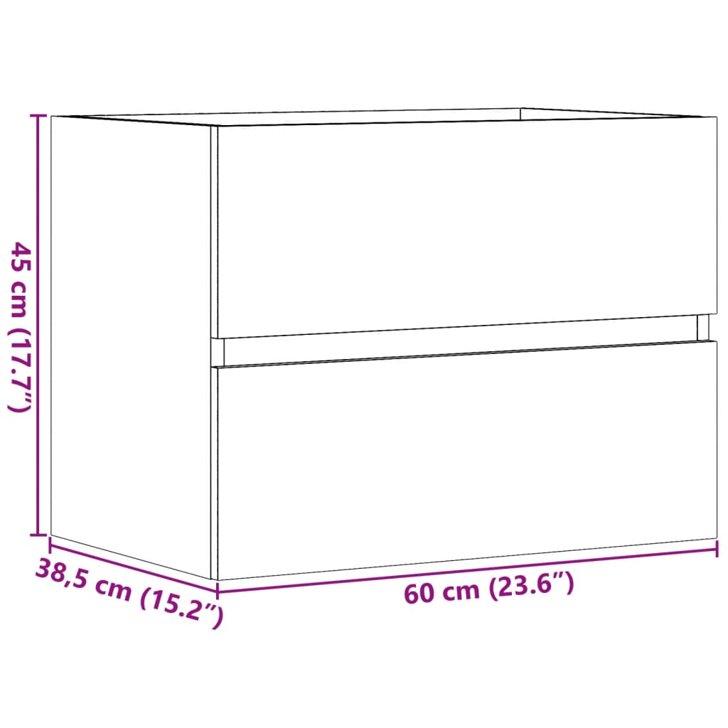 Badkamerkast 60x38,5x45 cm bewerkt hout betongrijs