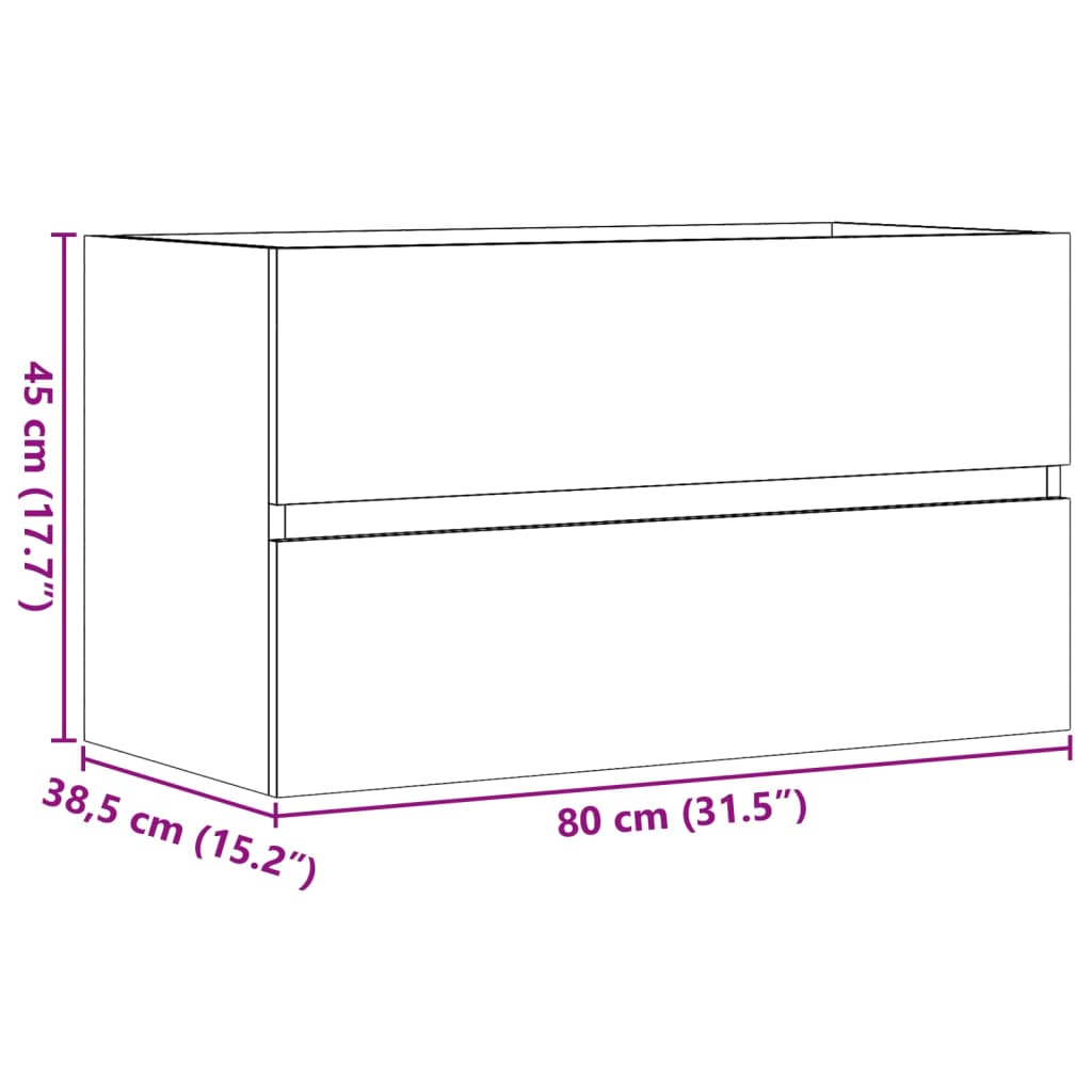 Badkamerwandkast 80x38,5x45 cm bewerkt hout betongrijs