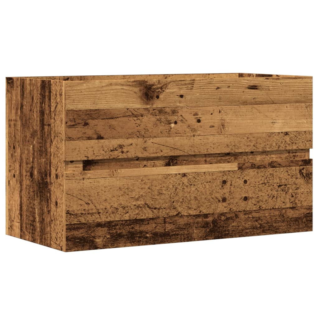 Badkamerwandkast 80x38,5x45 cm bewerkt hout oud houtkleurig